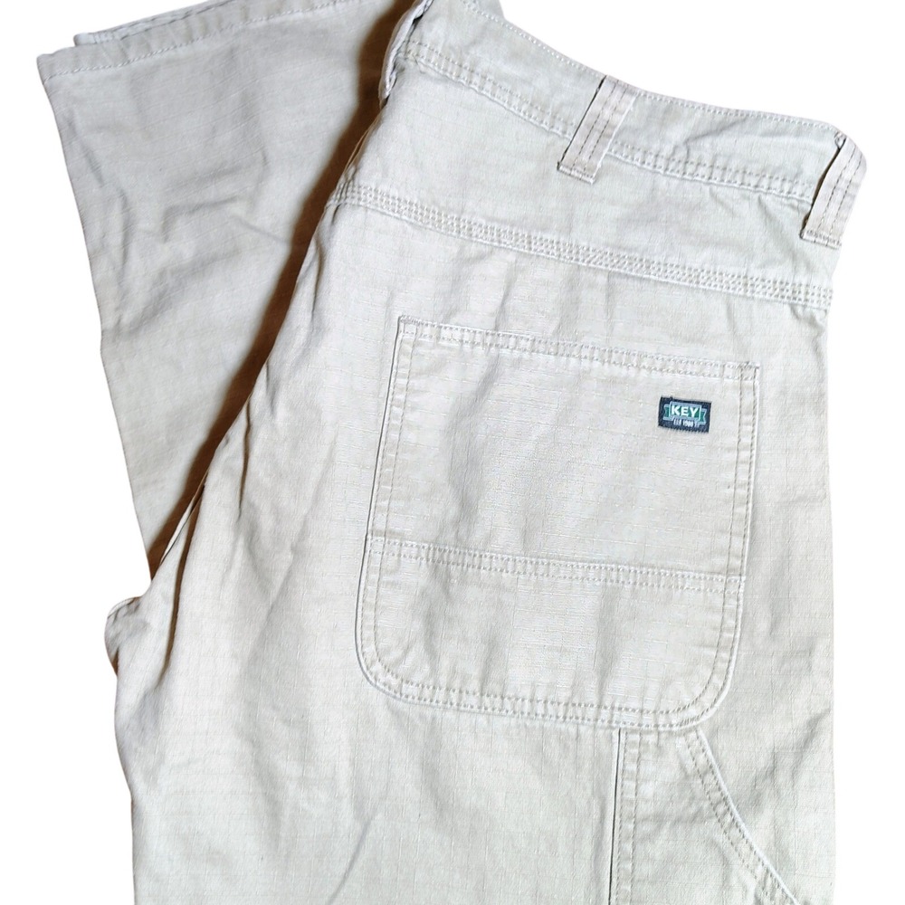KEY Workwear Carpenter‎ Pants Men's 38x30 Beige Cotton Utility Trousers outdoor